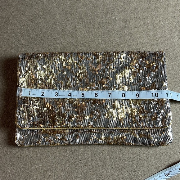 BCBGMaxAzria Sequin Clutch in Silver and Gold Sequins - Picture 8 of 11